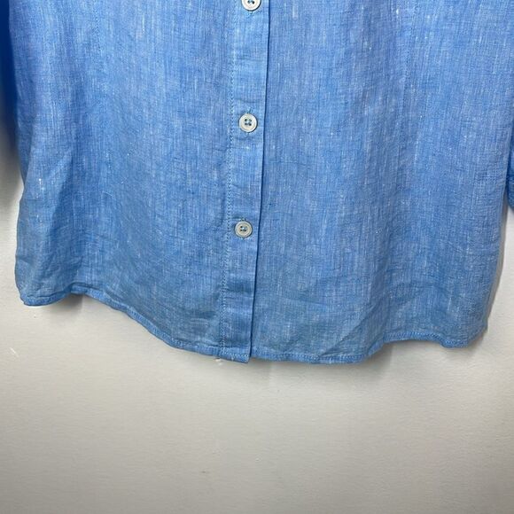 Talbots LINEN BUTTON-BACK BLOUSE - CROSS DYED size Small - Picture 7 of 13